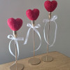 Set of Three Red Heart Candles in Holders