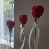 Set of Three Red Heart Candles in Holders
