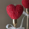 Set of Three Red Heart Candles in Holders