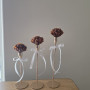 Honey Peony Candle Trio with Golden Stands