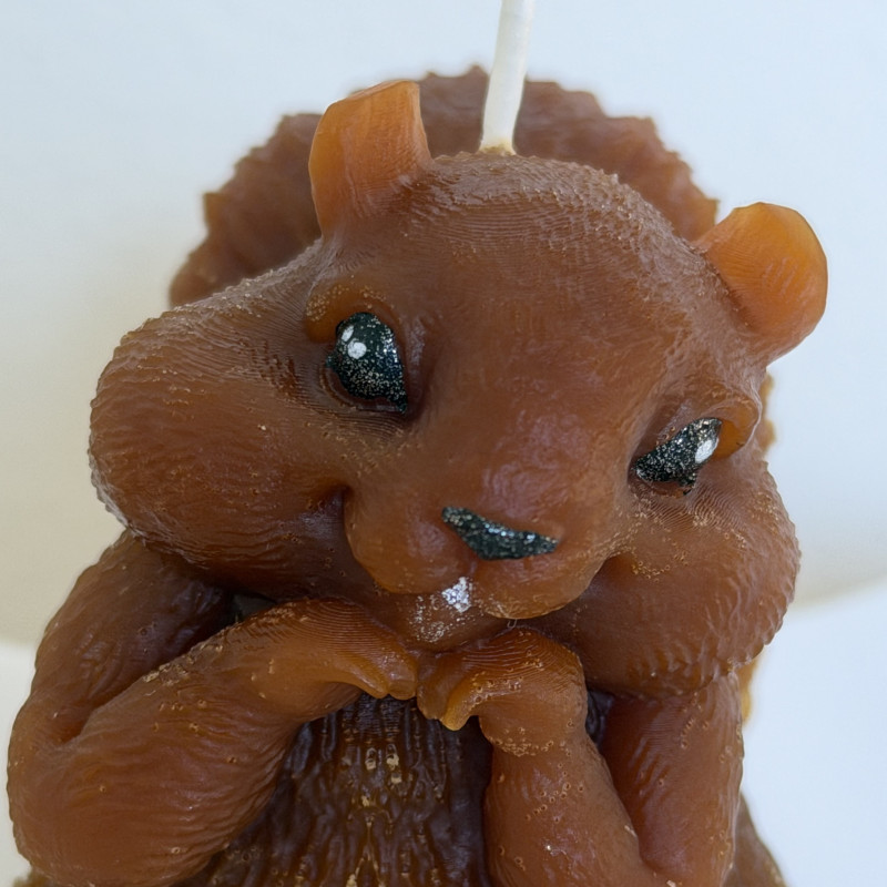 Squirrel Candle – Handmade Beeswax Forest Friend