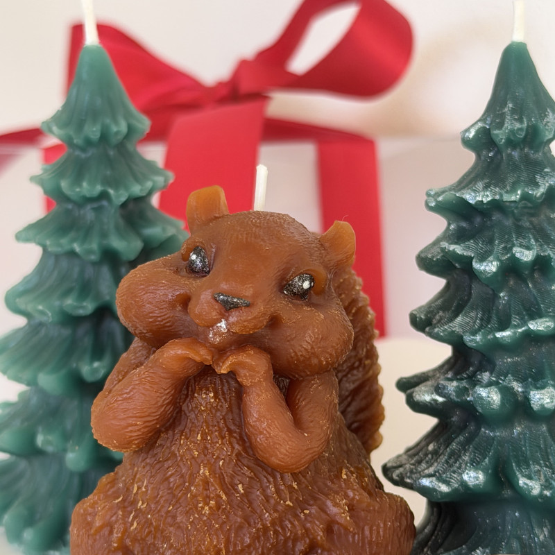 Squirrel Candle – Handmade Beeswax Forest Friend