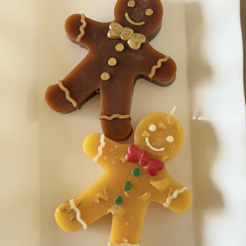 Gingerbread Man Christmas Candle – Handcrafted Holiday Decor