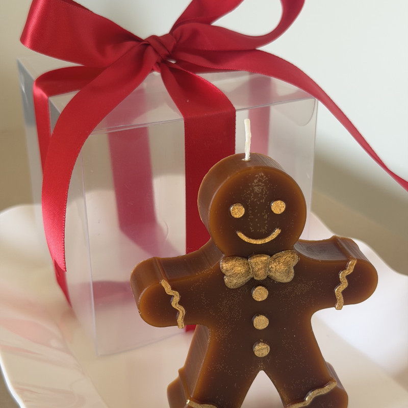 Gingerbread Man Christmas Candle – Handcrafted Holiday Decor